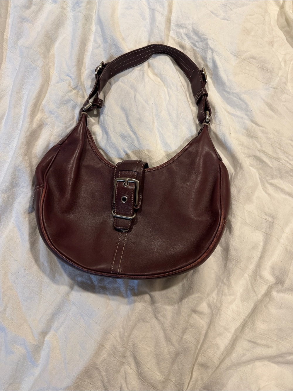 Coach Burgundy Leather Shoulder Hobo Bag
